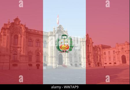 Peru Flagge, peruanische Flagge in den Farben Rot und Weiß Stockfoto