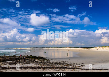 Frankreich, Bretagne, FinistÃ¨re Abteilung, Plomeur, Pointe de la Torche, Plage de Tronoen Strand Stockfoto