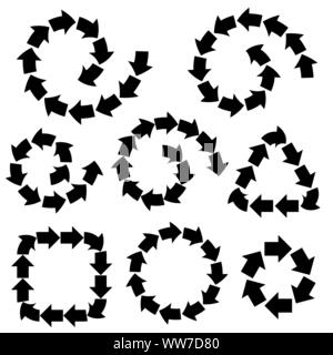 Vektor abstrakte schwarze Pfeile gesetzt. Sammlung Grenze Stock Vektor