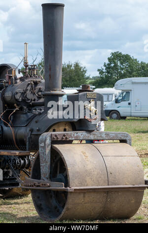Nahaufnahme eines restaurierten alten Dampfwalze an einem Steam Fair Stockfoto