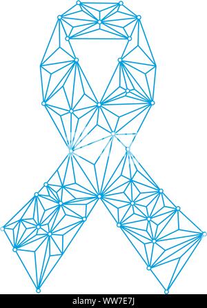 Blau Prostatakrebsbewußtsein ribbon Vektor. Punkte verbunden, modernen Stil. Stock Vektor