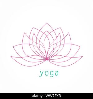 Lotus Flower dünne Linie Symbol logo Vektor. Yoga Symbol lineare Art Illustration. Stock Vektor