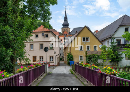 Deutschland, Bayern, Fichtelgebirge, Bad Berneck, street scene in der Altstadt von Bad Berneck Stockfoto