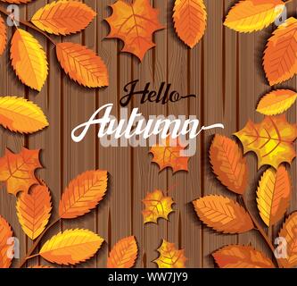 Muster hallo Herbst in Holz- Stock Vektor