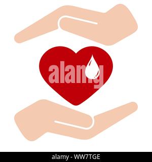 Vector Illustration Flachbild medizinische Grafik logo Design - blutspende Tag und leben Konzept zu speichern. Stock Vektor