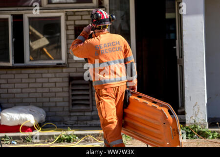 Lewes, Sussex, UK. 13 Sep, 2019. Sussex und Kent Feuerwehr und Rettungsdienste gemeinsame Ausbildung Übung in Lewes: Kredit. Credit: Alan Fraser/Alamy leben Nachrichten Stockfoto