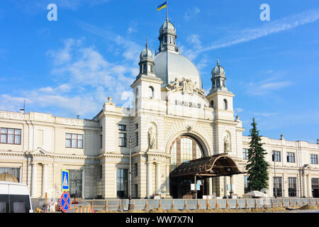 Lemberg (Lwiw, Lemberg): Hauptbahnhof Gebäude, Oblast Lwiw, Ukraine Stockfoto