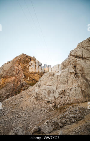 Die MeilerhÃ¼tte im Wettersteingebirge in der Nähe von Garmisch-Partenkirchen, Bayern, Deutschland, Stockfoto