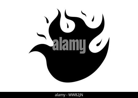 Feuer Flamme emoji Symbol "Brennen". Isolierte Lagerfeuer wärme Zeichen Emoticon schwarzes Symbol auf weißem Hintergrund. Vector Illustration Stock Vektor