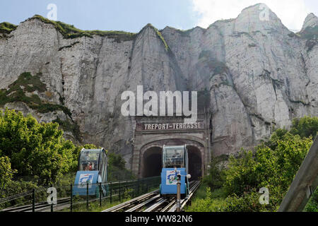 Standseilbahn von Le Treport, Seine-Maritime Normandie, Normandie, Frankreich Stockfoto