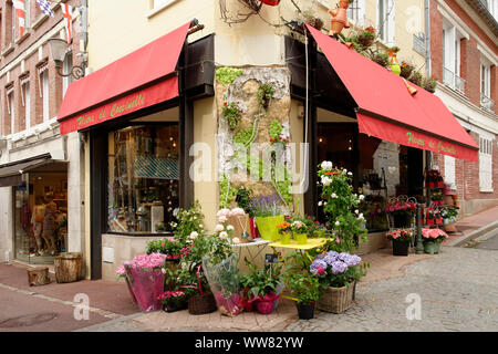 Blumengeschäft in Trouville-sur-Mer, Calvados, Basse-Normandie, Ärmelkanal, Frankreich Stockfoto