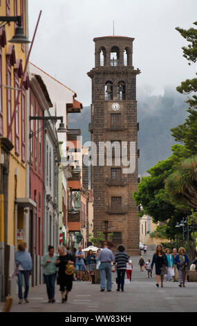 Glockenturm der Kirche Iglesia de Nuestra Señora de la Concepcion, San Cristobal de La Laguna, Teneriffa, Kanarische Inseln, Spanien Stockfoto