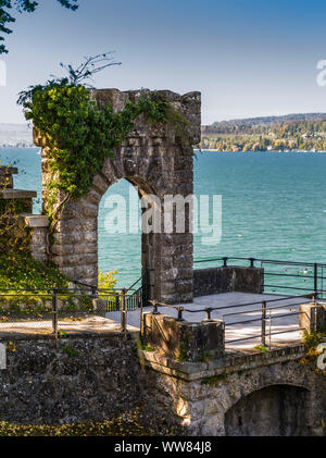 Ausblick auf Schloss Rapperswil am Zürichsee Stockfoto