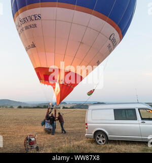 Heißluftballon-Weltmeisterschaft vom 18. - 25. August 2018 in der Nähe von Groß-Siegharts, Waldviertel, Niederösterreich, Österreich-Start-vorbereitungen Stockfoto