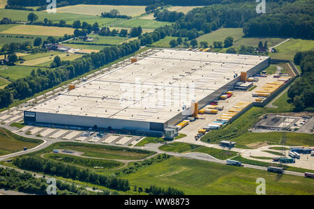 Luftaufnahme, Amazon Logistikzentrum Werne, Carl-Zeiss-Straße, Werne, Ruhrgebiet, Nordrhein-Westfalen, Deutschland Stockfoto