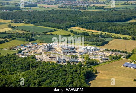 Luftaufnahme, Erdgas Kompressorstation in Ehringhausen, Open Grid Europe, Filter, Kühler und Systeme für die interne Verteilung von Gas, Gas Supply Company, Baustelle, Werne, Ruhrgebiet, Nordrhein-Westfalen, Deutschland Stockfoto