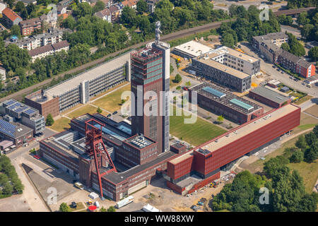 Luftaufnahme, Nordsternpark mit edataunited GmbH, Neubau VIVAWEST und Müller BBM, ehemalige Zeche Nordstern auf dem Rhein-Herne-Kanal mit Canal Bridge, Gelsenkirchen, Ruhrgebiet, Nordrhein-Westfalen, Deutschland Stockfoto