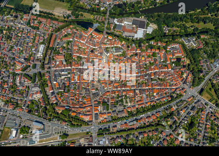 Luftaufnahme, Übersicht, Warendorf Emssee, Ems, MÃ¼nsterland, Nordrhein-Westfalen, Deutschland, Europa Stockfoto