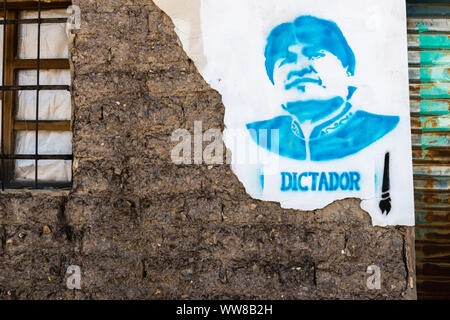 Bolivianischen politischen Wahlen für die Präsidentschaft 2019, Werbung für Präsident Evo Morales, die Bewegung für den Sozialismus, MAS, Party. Stockfoto