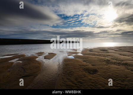 Wo die Tweed trifft die Nordsee in Berwick upon Tweed Stockfoto