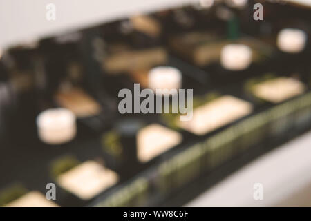 Verschwommenes Bild von Cafe. Blick von oben. Stockfoto