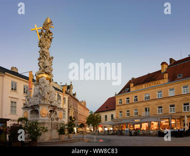 Baden, Hauptplatz Hauptplatz, PestsÃ¤ule (Pest), Wienerwald, Wienerwald, Niederösterreich, Österreich Stockfoto