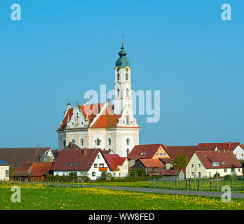 Deutschland, Baden-württemberg, Bad Schussenried, Steinhausen, Wallfahrtskirche der Muttergottes und die Pfarrkirche t. Peter und Paul', Baumeister 'Dominikus Zimmermann', die schönste Dorfkirche der Welt angesehen. Stockfoto