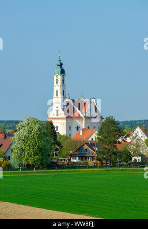 Deutschland, Baden-württemberg, Bad Schussenried, Steinhausen, Wallfahrtskirche der Muttergottes und die Pfarrkirche t. Peter und Paul', Baumeister 'Dominikus Zimmermann', die schönste Dorfkirche der Welt angesehen. Stockfoto