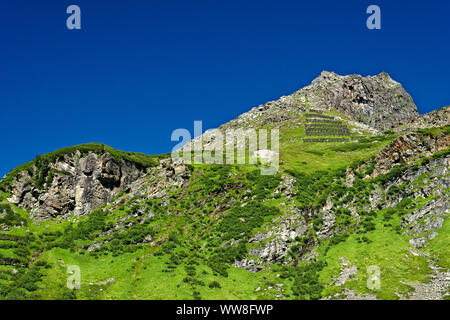 Landschaft am Kops Stausee in der Nähe von GaltÃ¼r zwischen der Silvretta und Ferwall Gruppe in Vorarlberg, Österreich Stockfoto