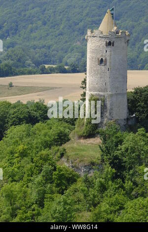 Blick von der Rudelsburg Burg Saaleck Schloss Saaleck, auf der Straße der Romanik, Bad KÃ¶sen, Burgenlandkreis, Sachsen-Anhalt, Deutschland Stockfoto