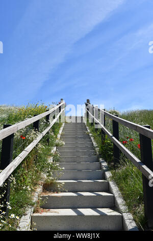 Eine Treppe, die auf die Spitze eines dke führt Die Insel Texel (Niederlande) Stockfoto