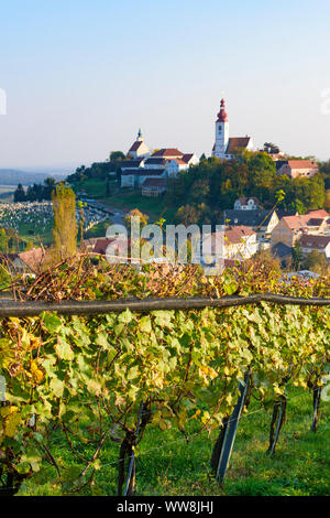 Straden Straden, blick auf Dorf, Weinberg, Weinbaugebiet, Hügel, Häuser in Steirisches Thermenland - Oststeiermark, Steiermark, Steiermark, Österreich Stockfoto