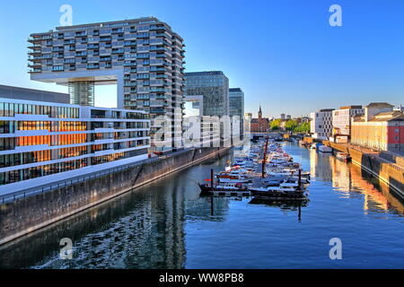 Kran Häuser im Rheinauhafen, Köln, Nordrhein-Westfalen, Deutschland, Deutschland Stockfoto