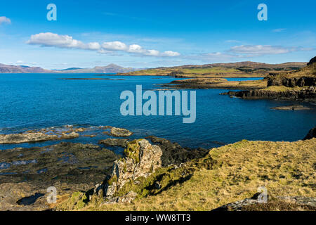 Ben Hiant auf der Halbinsel Ardnamurchan von dùn Dubh, Quinish Point, Isle of Mull, Schottland, Großbritannien Stockfoto