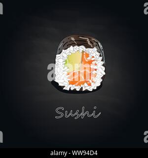 Nigiri Sushi Abbildung auf dunklem Hintergrund isoliert Stock Vektor