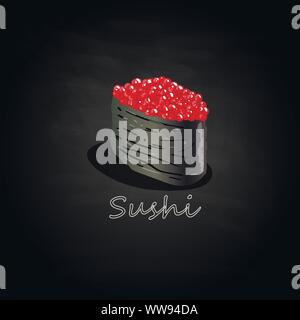 Nigiri Sushi Abbildung auf dunklem Hintergrund isoliert Stock Vektor