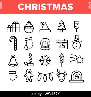 Weihnachten Sammlung Elemente Vector Icons einstellen Stock Vektor
