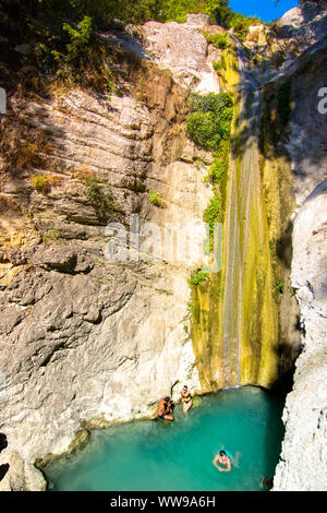 Nidri Wasserfälle und kleine Fluss in Lefkada Insel, Griechenland Stockfoto