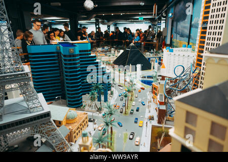 Eine Miniaturausgabe des Las Vegas Strip im Amerika der Miniatur Wunderland in Hamburg, Deutschland Stockfoto