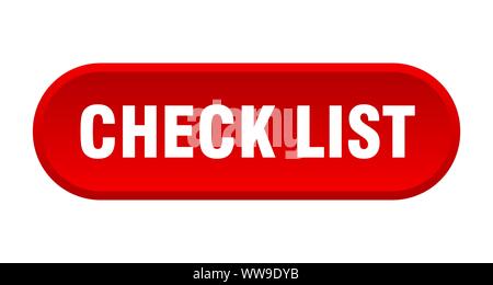 Überprüfen Sie die Liste drücken. Checkliste abgerundet rote Zeichen. Checkliste Stock Vektor