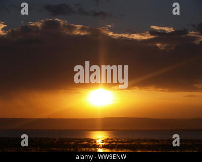 Sonnenuntergang am See Hawasa Äthiopien Stockfoto