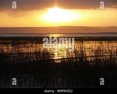 Sonnenuntergang am See Hawasa Äthiopien Stockfoto