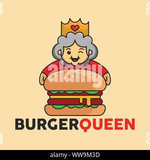Burger große Königin Abbildung gut für Restaurant Logo und Abzeichen. Stock Vektor