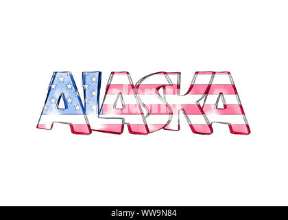 Alaska. Isolierte USA Staat Namen mit weißem Hintergrund Stockfoto