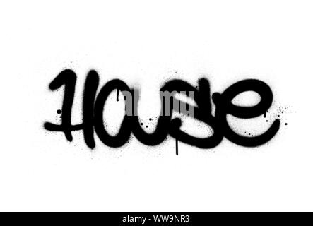 Graffiti Haus Wort gesprüht in Schwarz auf Weiß Stock Vektor