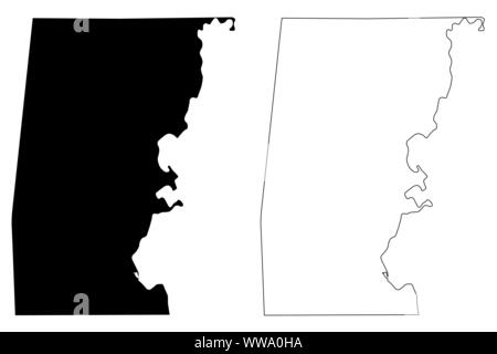 Choctaw County, Alabama (Grafschaften in Alabama, Vereinigte Staaten von Amerika, USA, USA, USA) Karte Vektor-illustration, kritzeln Skizze Choctaw Karte Stock Vektor