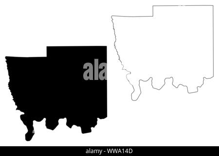 Autauga County, Alabama (Grafschaften in Alabama, Vereinigte Staaten von Amerika, USA, USA, USA) Karte Vektor-illustration, kritzeln Skizze Autauga Karte Stock Vektor