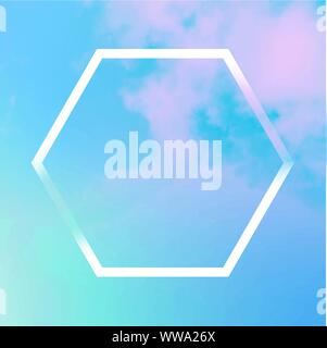 Vektor neon Pastell-hintergrund, lila und blau Himmel Textur mit Wolken und ein Rahmen, ein abstraktes Design Template mit einem Platz für Text und Logo Stock Vektor