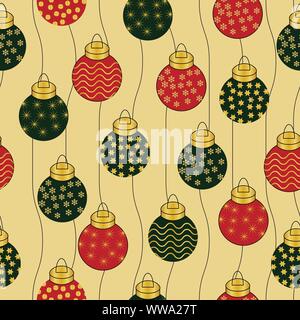 Schöne nahtlose Christbaumkugeln vektor Muster Hintergrund. Stock Vektor