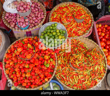 Paprika, Markt, Rantepao, Toraja, Sulawesi, Indonesien, 2014 Stockfoto